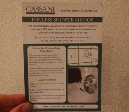 cassani fogless shower mirror